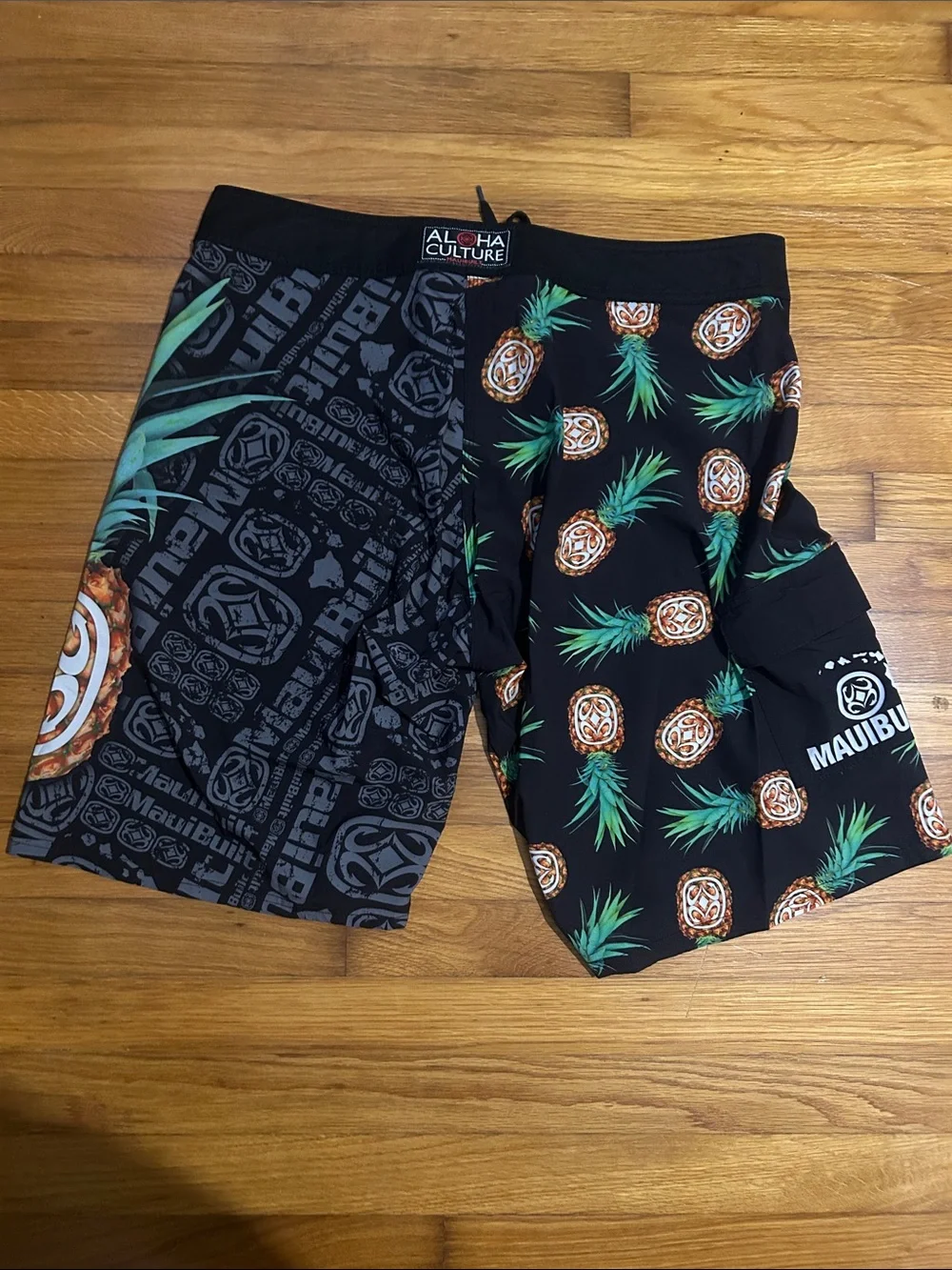 Maui Built Men's Black Pineapple Print Swim Boardshorts Sz 38